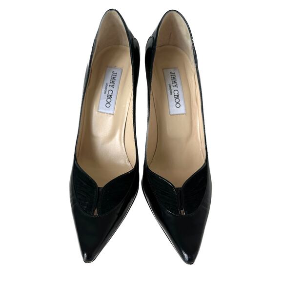Jimmy Choo Black Leather Pointed Toe Heels Pumps Size 37.5 - Picture 15 of 15